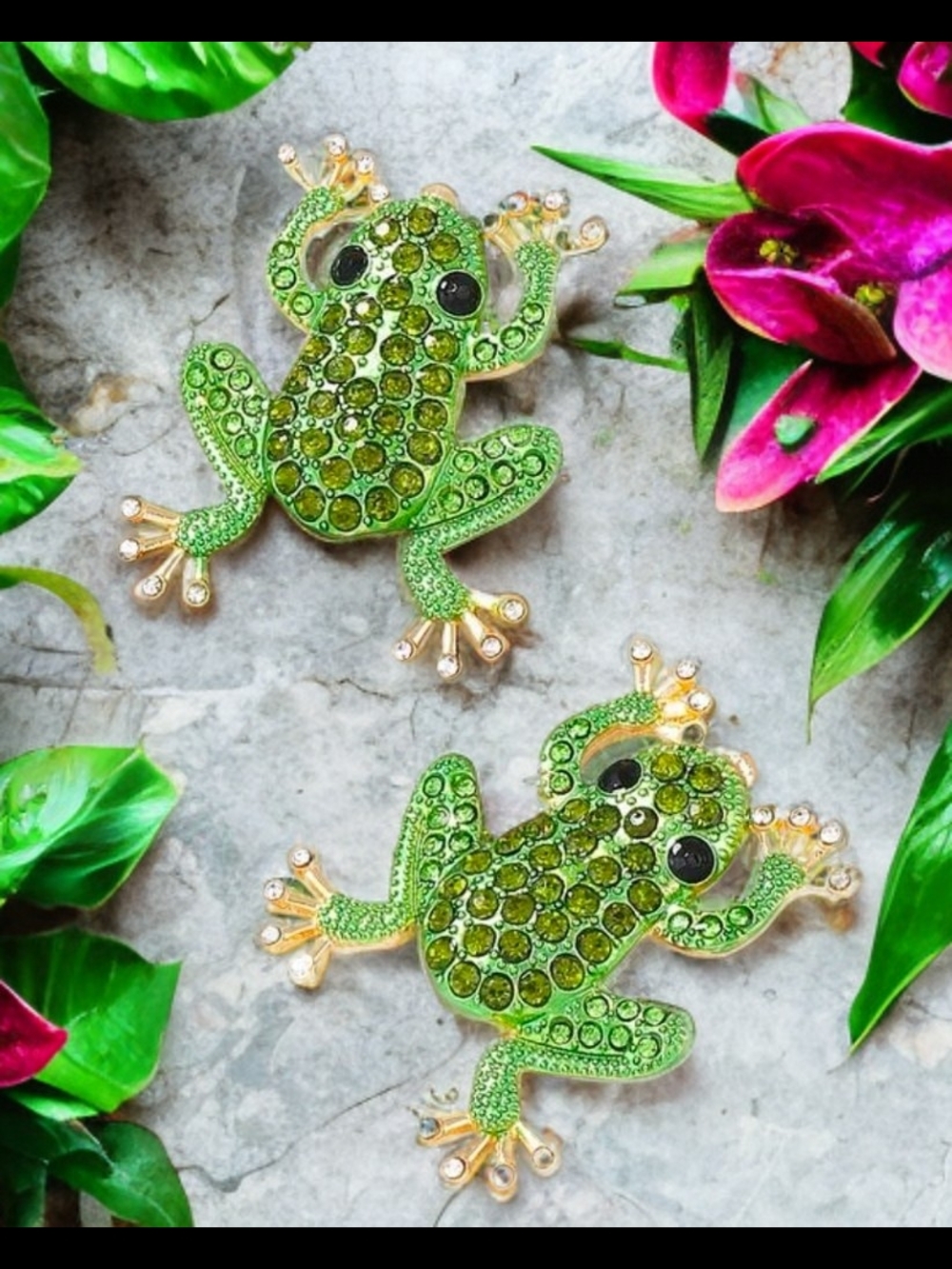 BOSTON PROPER LARGE XL GEMSTONE FROG EARRINGS 1